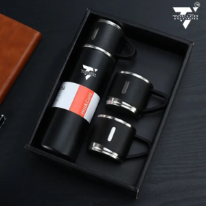 TOYASH 500ml Double Wall Stainless Steel Vacuum Insulated Bottle & Cup Gift Set – Hot & Cold-Black