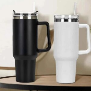 TOYASH 1200mL Stainless Steel Insulated Tumbler Handle & Straws Included Keeps Drinks Hot & Cold Cup Holder Friendly