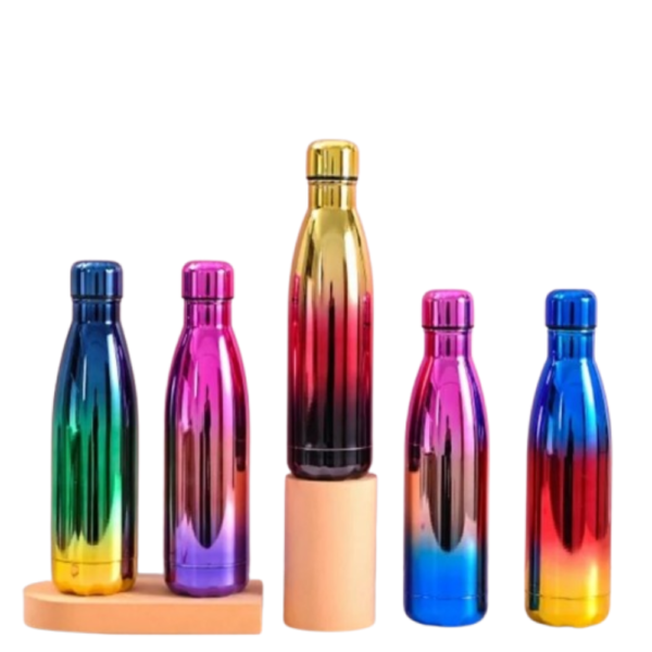 TOYASH Rainbow Water Bottle 500ML, Multicolour Flask, Stainless Steel Double Wall Vacuum Insulated Water Bottle, Multicolor Tumbler, Insulated Water Bottle, Leak Proof Bottle (Multicolor)