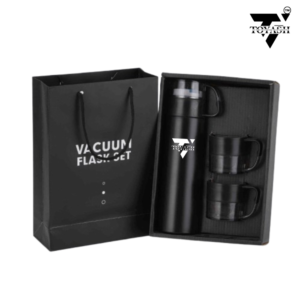 TOYASH 500ml Double Wall Stainless Steel Vacuum Insulated Bottle & Cup Gift Set NEW– Hot & Cold-BLK