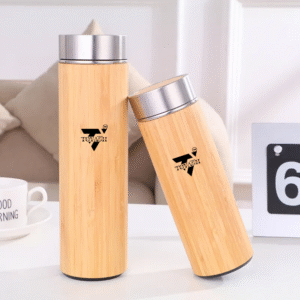 TOYASH Eco-Friendly Bamboo Stainless Steel Water Bottle | Double Wall Insulated | Hot & Cold | Tea Strainer | Stylish & Sustainable | 500ml