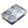 TOYASH Lunch Boxes for Adults - Lunch Box for Kids with Spoon & Fork - Durable Perfect Size for On-The-Go Meal, BPA-Free and Food 4 Compartment Stainless Steel (4 Compartment, Blue), 1.3 Liters