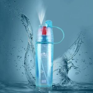 TOYASH 2-in-1 Mist & Sip Water Bottle, 600ml Sports Spray Bottle with Straw, Leak-Proof, BPA-Free, for Gym, Cycling & Outdoor Hydration