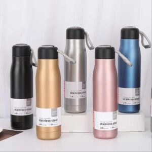 TOYASH Stainless Steel Water Bottle with Carry Rope, Leak Proof Double Walled Vacuum Insulated Thermosteel Water Bottle, Drinking Bottle for Office, Gym & Travel (500ml)