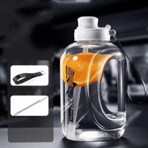 MUSCLE HORN Gallon Water Bottle,Large Water Bottle with Portable Handle,Big Water Jug with Portable Strap,Gym Water Bottle for Drinking and Sports Outdoor,1800ML Water Bottle with Straw