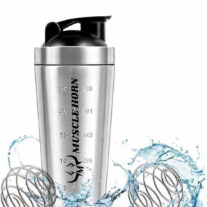 MUSCLE HORN Stainless Steel Gym Shaker Bottle with Steel Agitator for Pre/Post Workout, 750ml