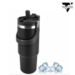 TOYASH 900mL Stainless Steel Insulated Tumbler Handle & Straws Included Keeps Drinks Hot & Cold Cup Holder Friendly-NEW