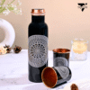 TOYASH 100% Pure Copper Water Bottle 1 Ltr Copper Water Bottle with Glass Set Meena Prints Leak-Proof & Insulated 2 Water Glass 300ml each Best for Gifting-Black Print