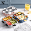 TOYASH Lunch Box Sealed Leakage Proof Stainless Steel Lunch Box with Fork Chopstick & Spoon Lid Office Food Container for School Kids and Adults 750ml ( 2 Compartment)