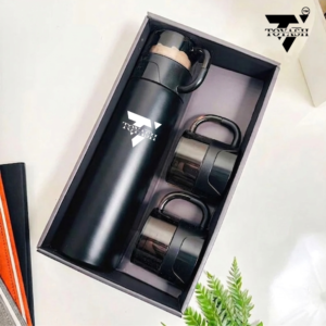 TOYASH 500ml Double Wall Stainless Steel Vacuum Insulated Bottle & Cup Gift Set NEW– Hot & Cold-BLK
